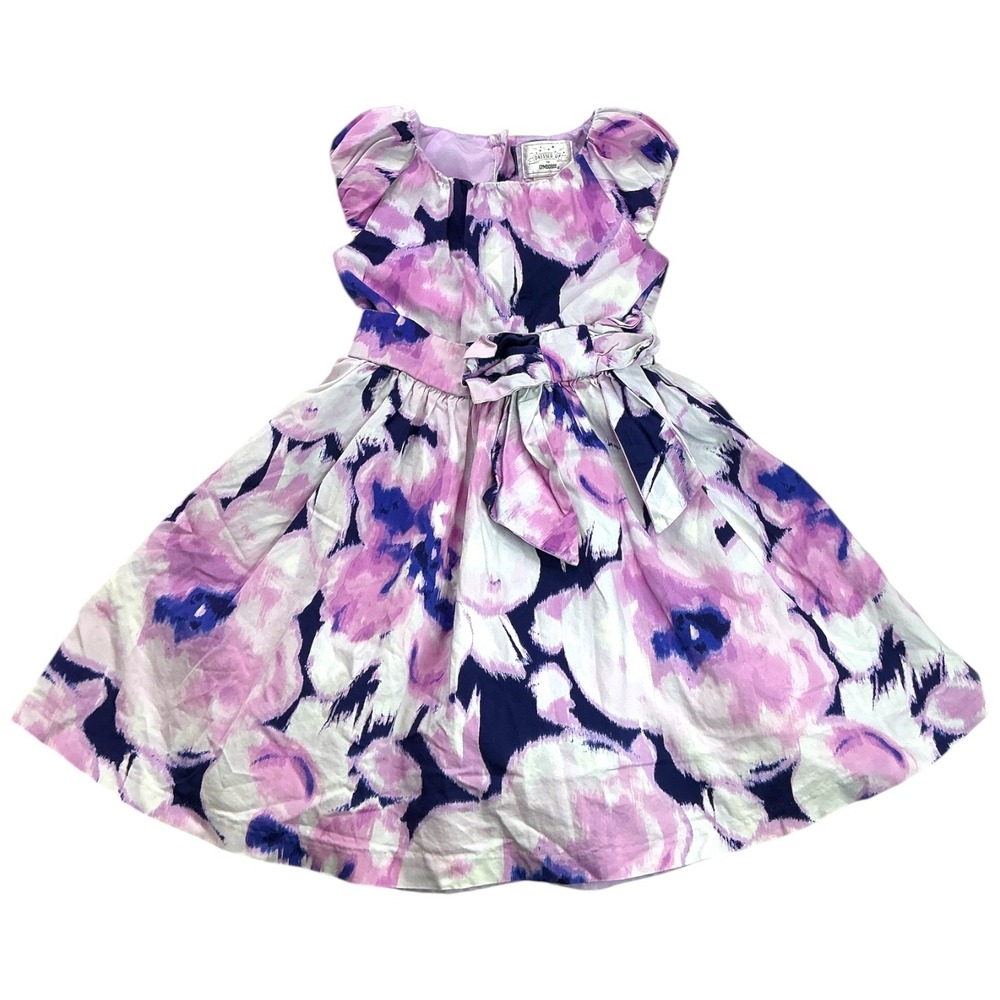 Gymboree Purple Floral Dressed Up Dress Girls Size 6 Watercolor Bow Tulle